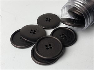 Knap - mørkebrun plast knap, 28 mm